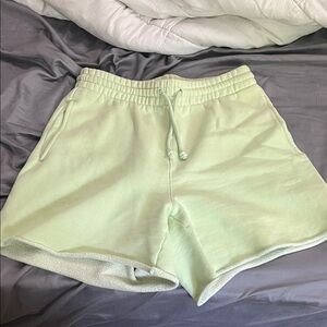 Aritzia Light Green sweatfleece shorts